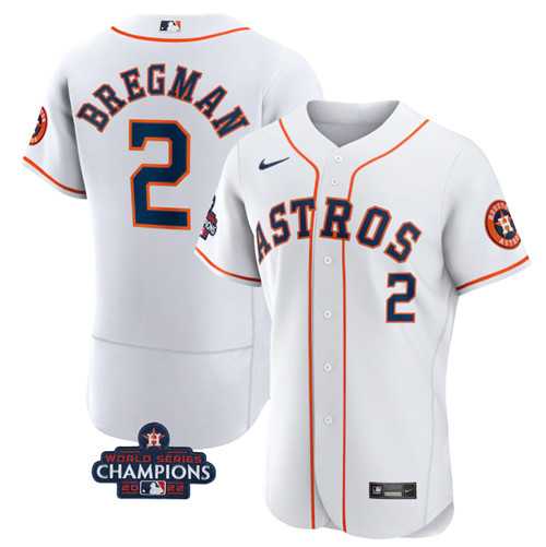 Men%27s Houston Astros #2 Alex Bregman White 2022 World Series Champions Flex Base Stitched Baseball Jersey->houston astros->MLB Jersey